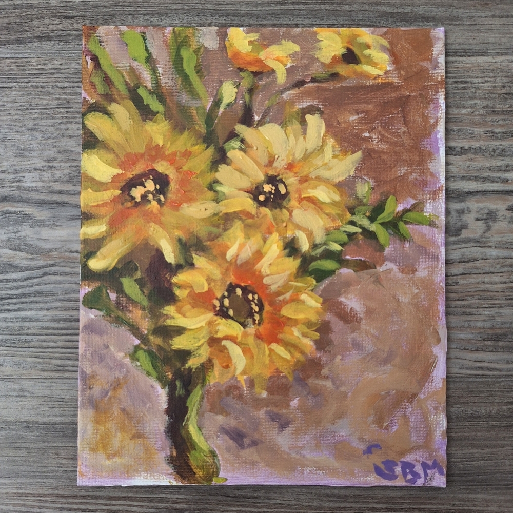 Original Sunflower Painting  Size 8x10